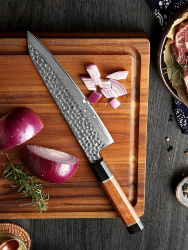 Японский шеф нож, кухонный универсальный KIYOMI JAPAN 23 см, Дамасская сталь